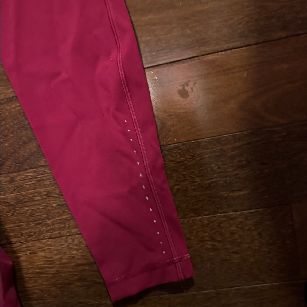 Red Leggings Solid Fabric Full-Length - image 2